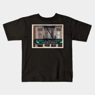 Russ & Daughters Appetizers in the Lower East Side - Kodachrome Postcard Kids T-Shirt